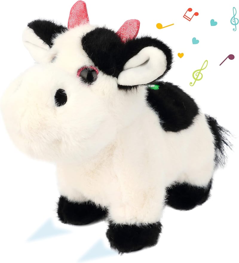 Animated Black Cow Plush Toy for Kids' Birthday