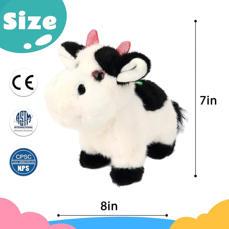 Animated Black Cow Plush Toy for Kids' Birthday