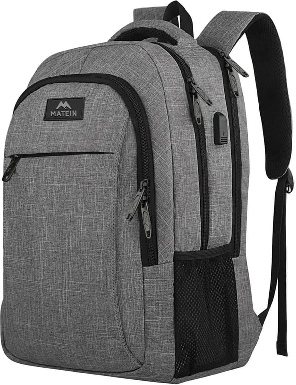 Slim Travel Laptop Backpack with USB Charging Port - Water Resistant for Men & Women