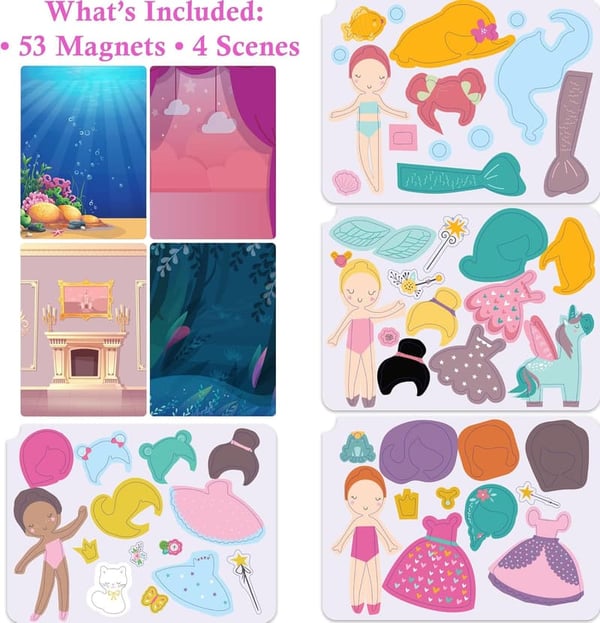 Fairytale Dress-Up Dolls Play Set for Girls Ages 4-7