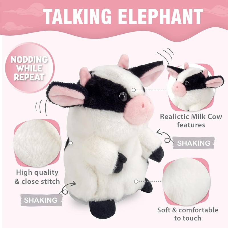 Talking Milk Cow Plush Toy - Birthday & Christmas Gift for Kids