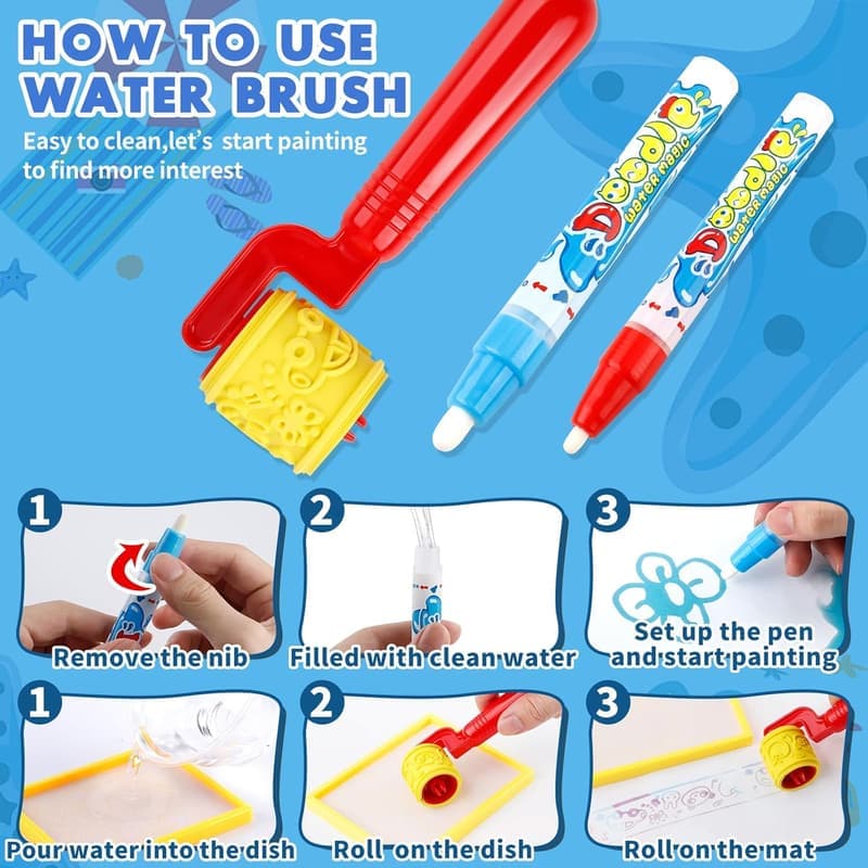 Water Doodle Mat for Toddlers - Educational Art Mat for Kids 3+