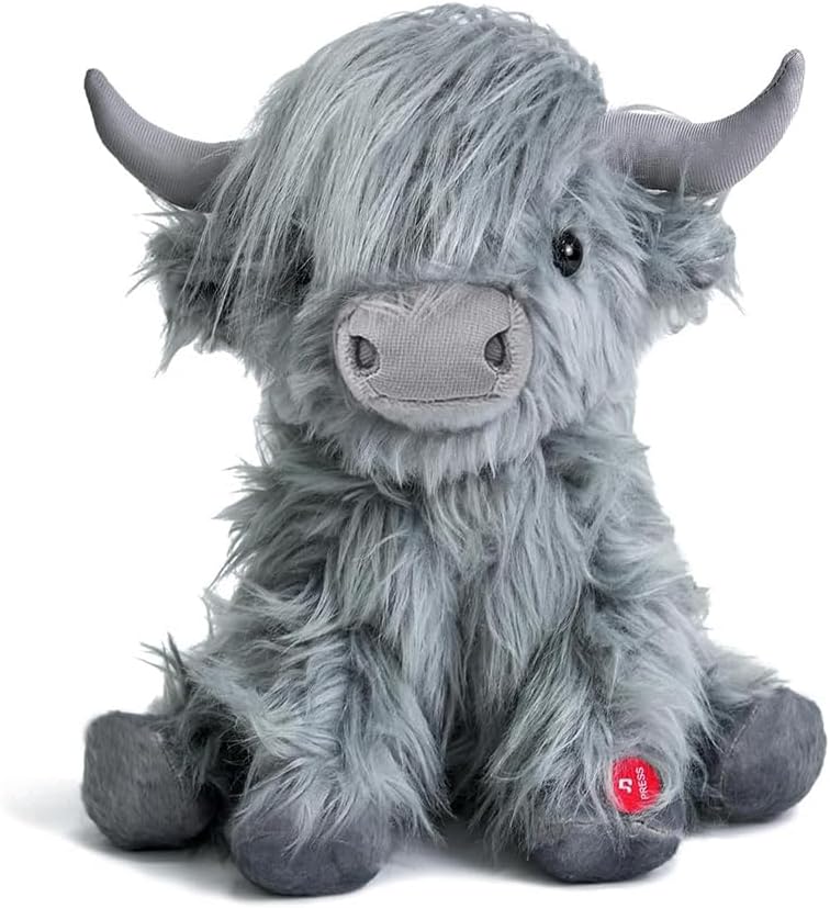 Cuddly Highland Cow Stuffed Animal with Mooing Sound, 10