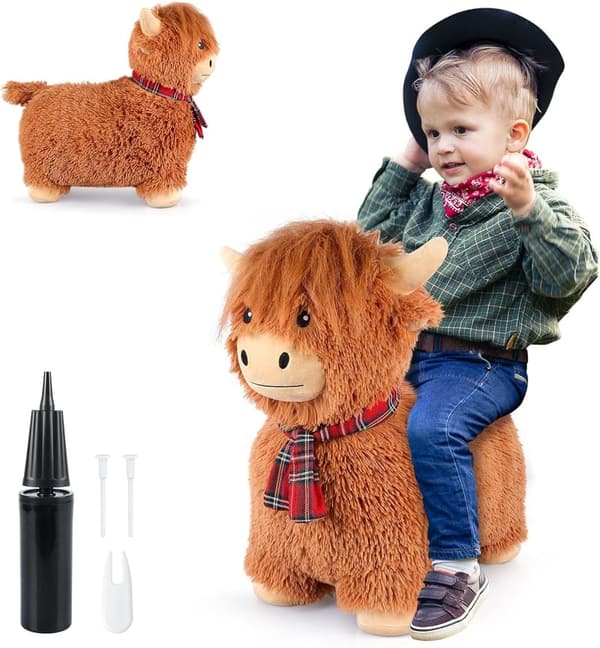 Highland Cow Bouncy Hopper Toy for Toddlers & Kids