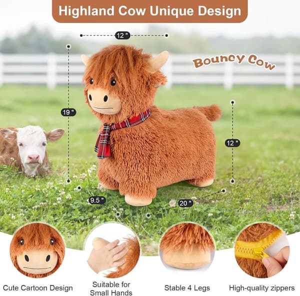 Highland Cow Bouncy Hopper Toy for Toddlers & Kids