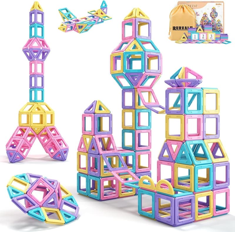 Magnetic Building Tiles Set for Toddler Girls' Birthday