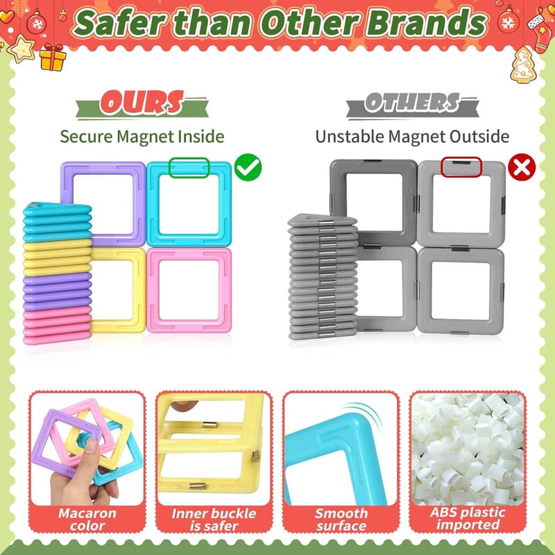 Magnetic Building Tiles Set for Toddler Girls' Birthday