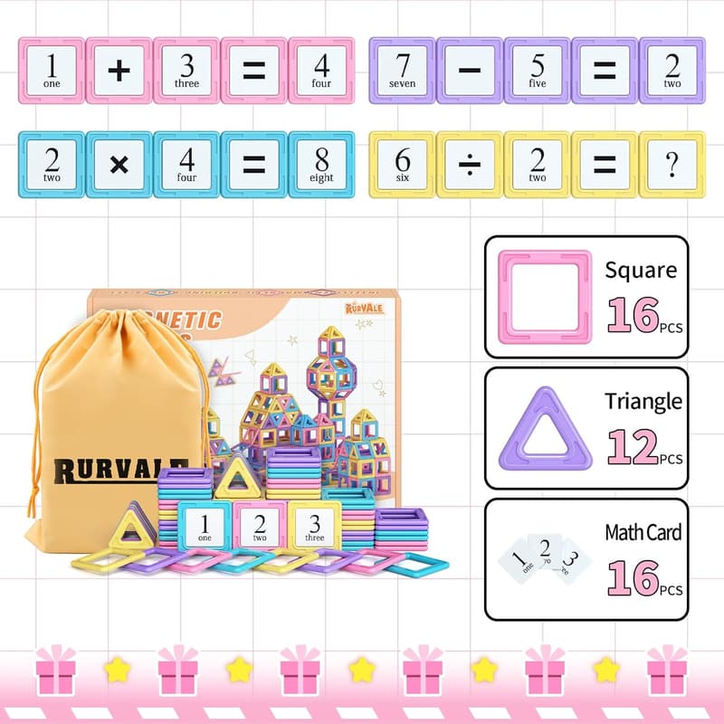 Magnetic Building Tiles Set for Toddler Girls' Birthday