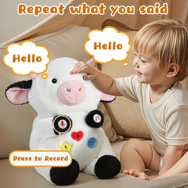 Interactive Singing Cow Stuffed Animal Toy for Toddlers