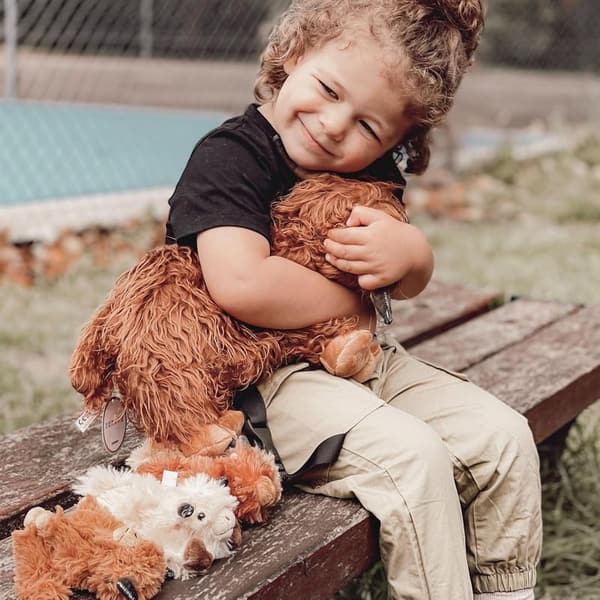 Realistic Highland Cow Plush Toy with 4 Calves – 14.5