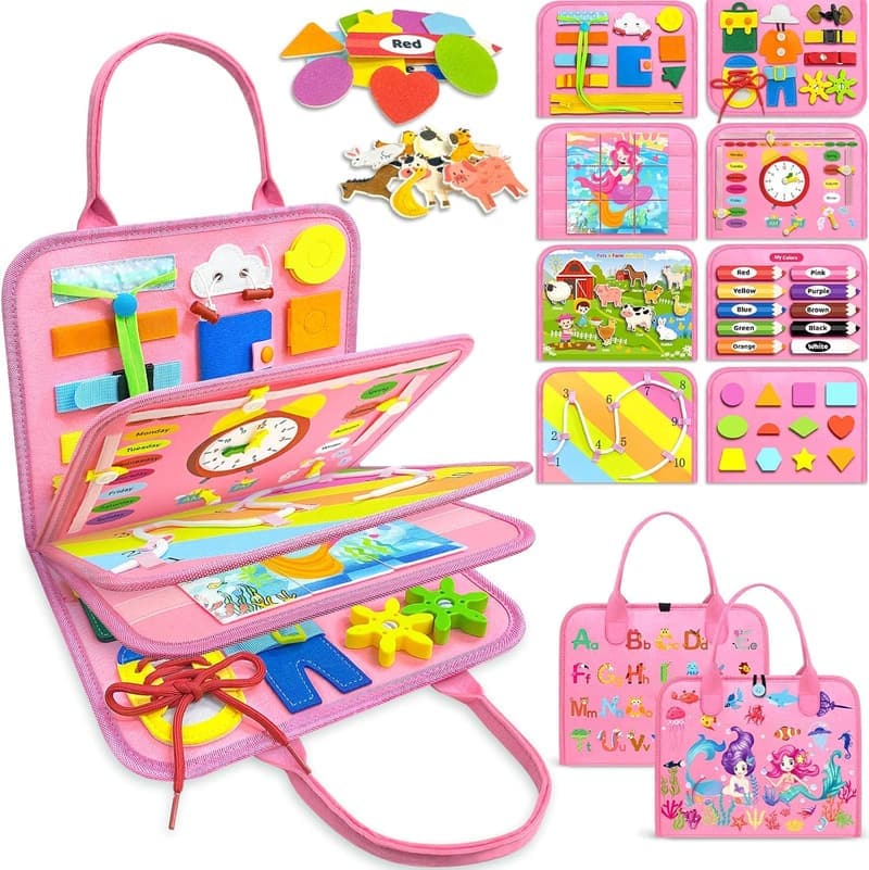 Montessori Busy Board for Toddler Girl's Birthday Gift