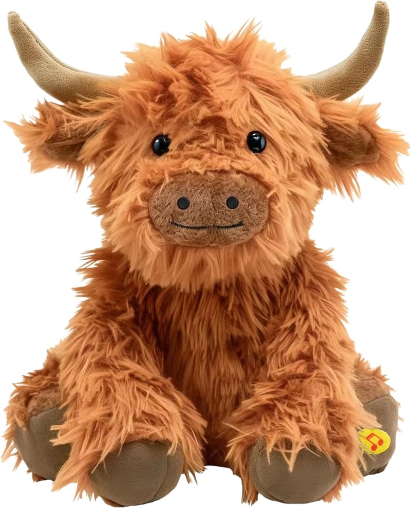 Highland Cow Plush Toy with Sound - Soft Farm Animal for Kids