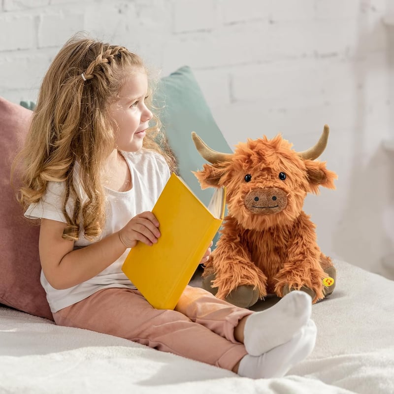 Highland Cow Plush Toy with Sound - Soft Farm Animal for Kids