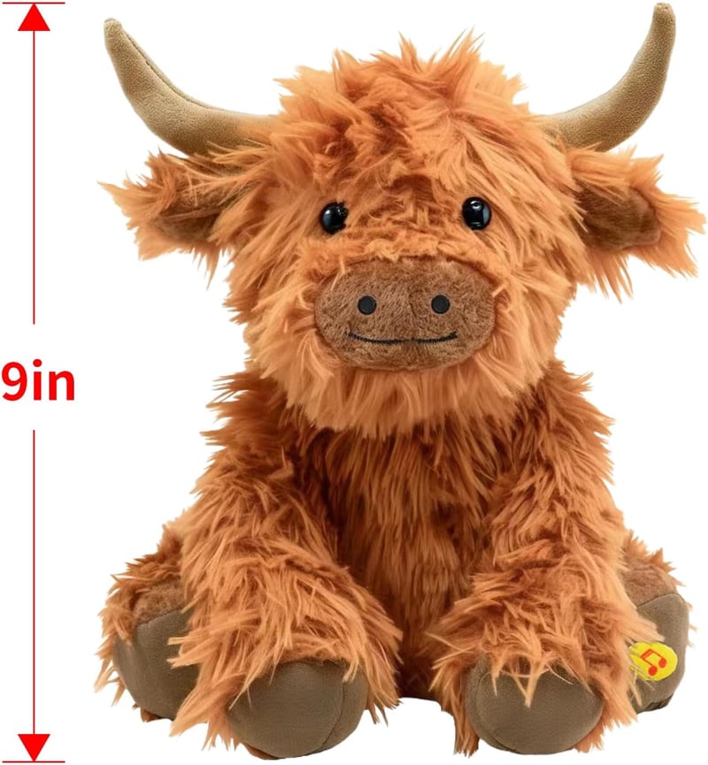 Highland Cow Plush Toy with Sound - Soft Farm Animal for Kids