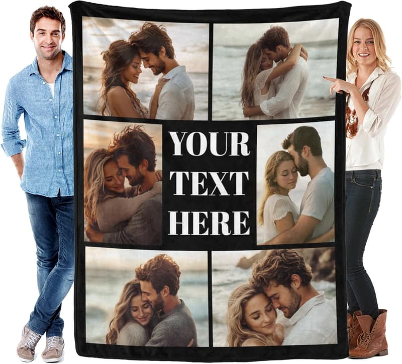 Personalized Photo Blanket for Birthdays - Gift for Couples & Parents
