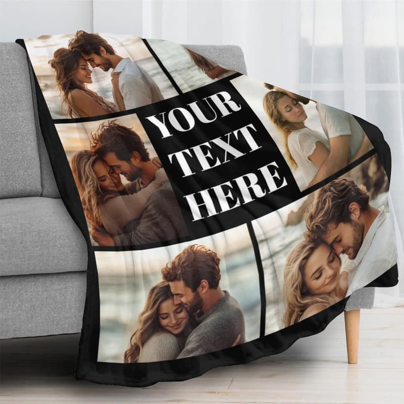 Personalized Photo Blanket for Birthdays - Gift for Couples & Parents