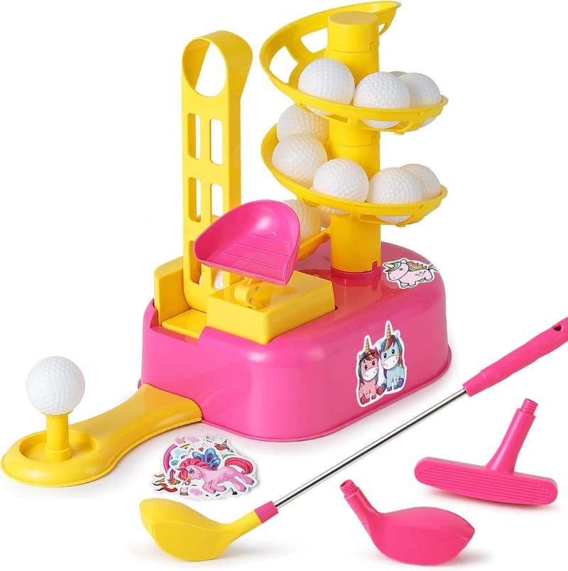 Kids' Pink Golf Toy Set with Clubs - Outdoor Sports Gift for Ages 3-8