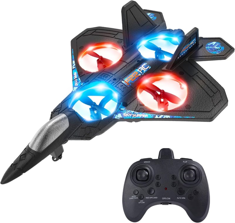 Kids' Foam RC Airplane with Lights & 360° Flip - 2 Batteries
