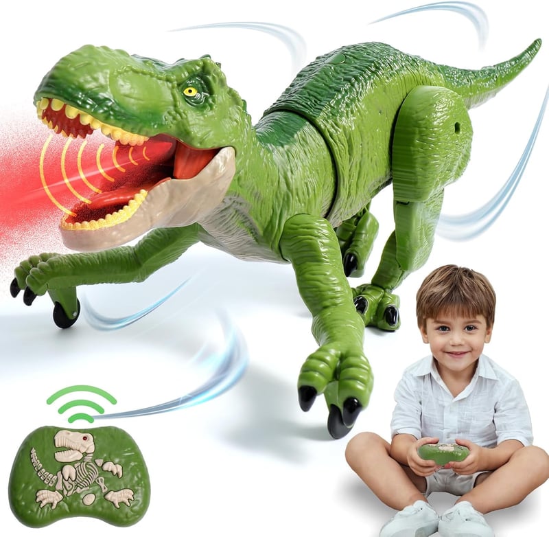 Remote Control T-Rex Dinosaur Toy with Lights & Sounds - Age 3-12