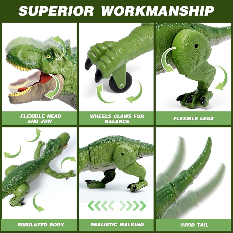 Remote Control T-Rex Dinosaur Toy with Lights & Sounds - Age 3-12