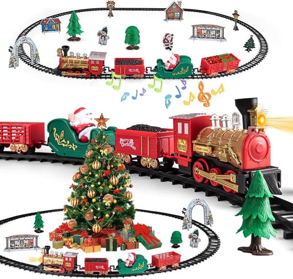 Electric Train Set with Light & Sound for Kids 3+, Holiday Gift