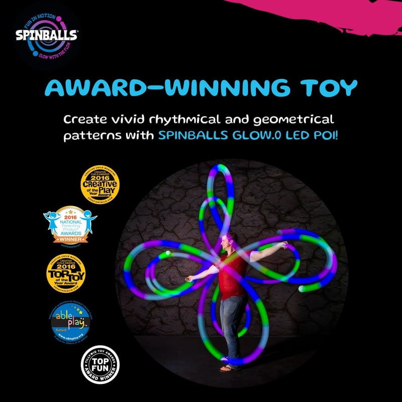 Rechargeable LED Poi Balls with 22 Color Modes & Adjustable Leashes
