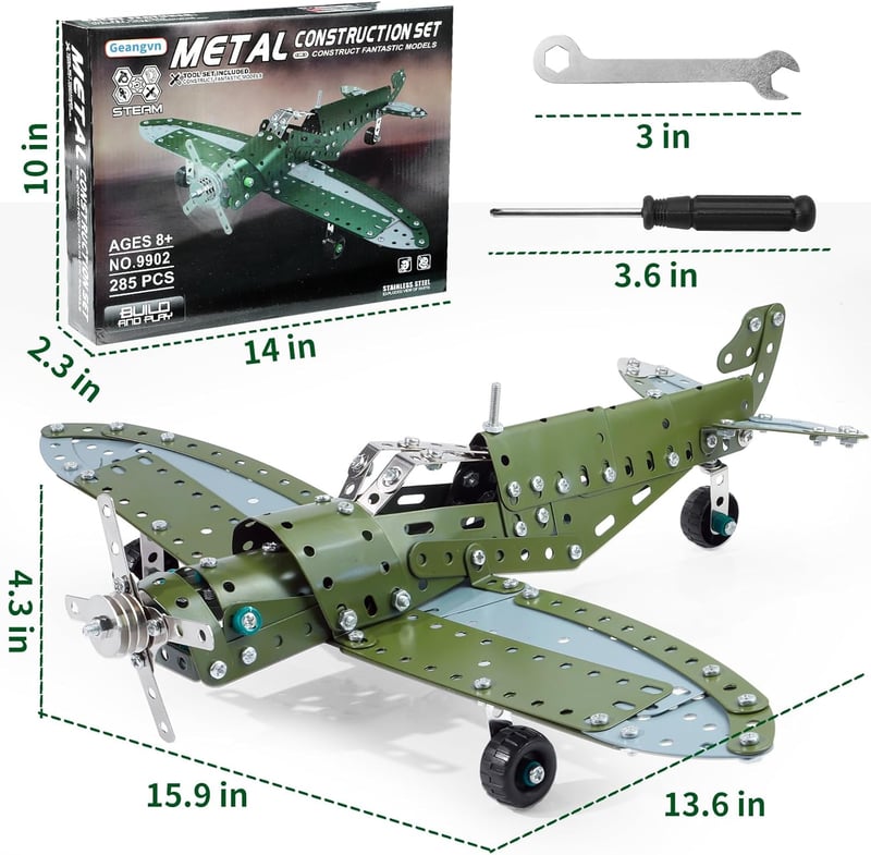 STEM Building Metal Airplane Model Kit for Ages 8-14