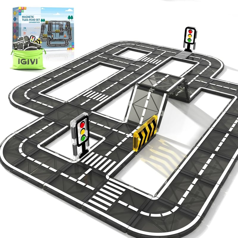 STEM Magnetic Tiles Road Expansion Pack for Kids 3+