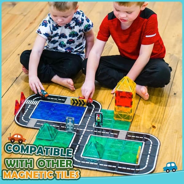 STEM Magnetic Tiles Road Expansion Pack for Kids 3+