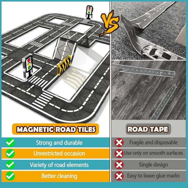 STEM Magnetic Tiles Road Expansion Pack for Kids 3+
