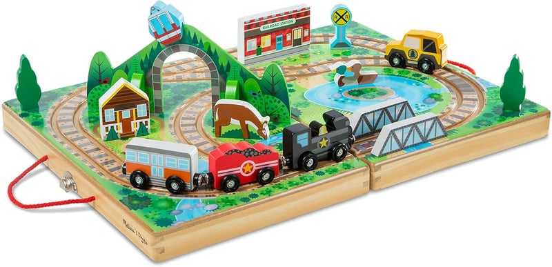 Wooden Take-Along Tabletop Railroad Set - 17-Piece Adventure Toy