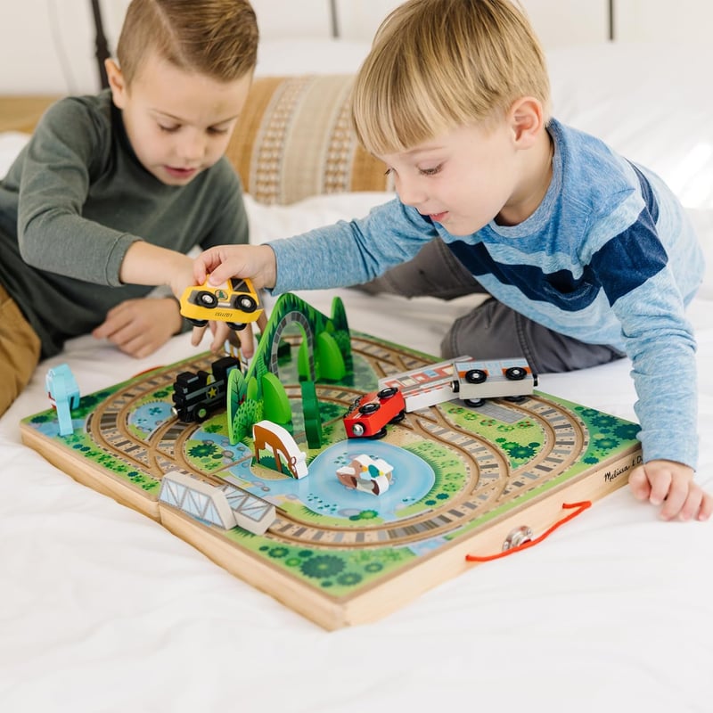 Wooden Take-Along Tabletop Railroad Set - 17-Piece Adventure Toy