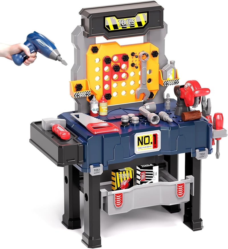 Kids Construction Workbench Set with Realistic Electric Drill