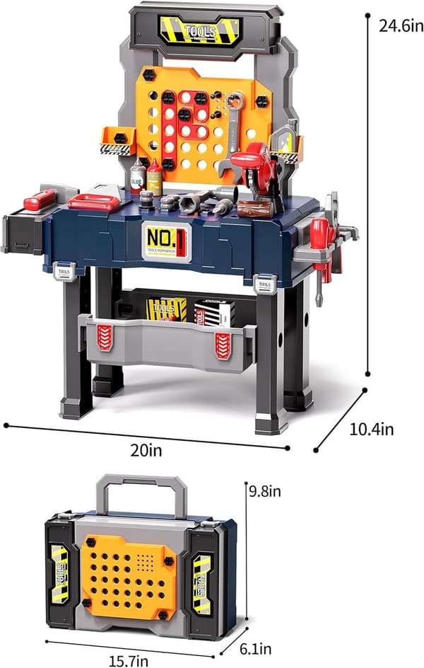 Kids Construction Workbench Set with Realistic Electric Drill