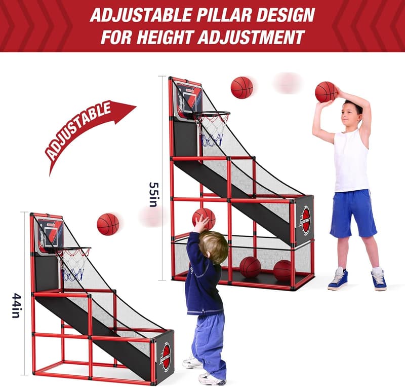 Indoor/Outdoor Basketball Arcade Game with 4 Balls & Pump