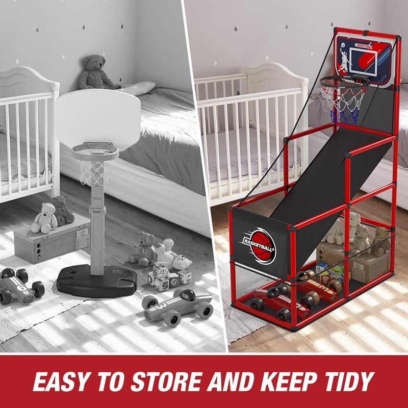 Indoor/Outdoor Basketball Arcade Game with 4 Balls & Pump
