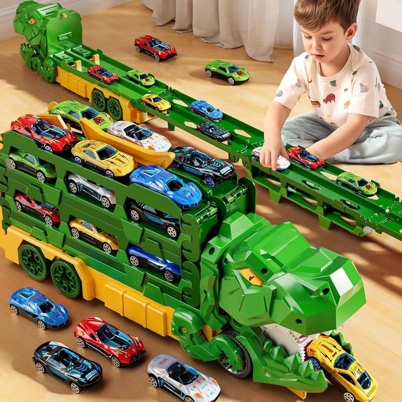 Dinosaur Transporter Car Track Set for Toddlers aged 3-6