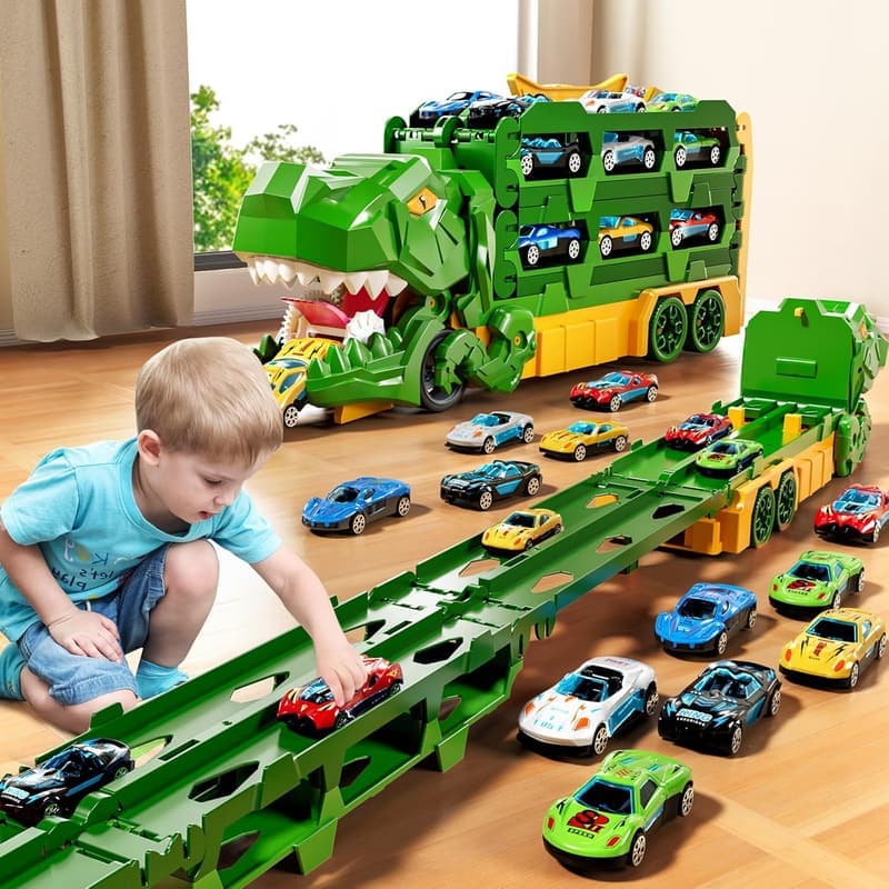 Dinosaur Transporter Car Track Set for Toddlers aged 3-6