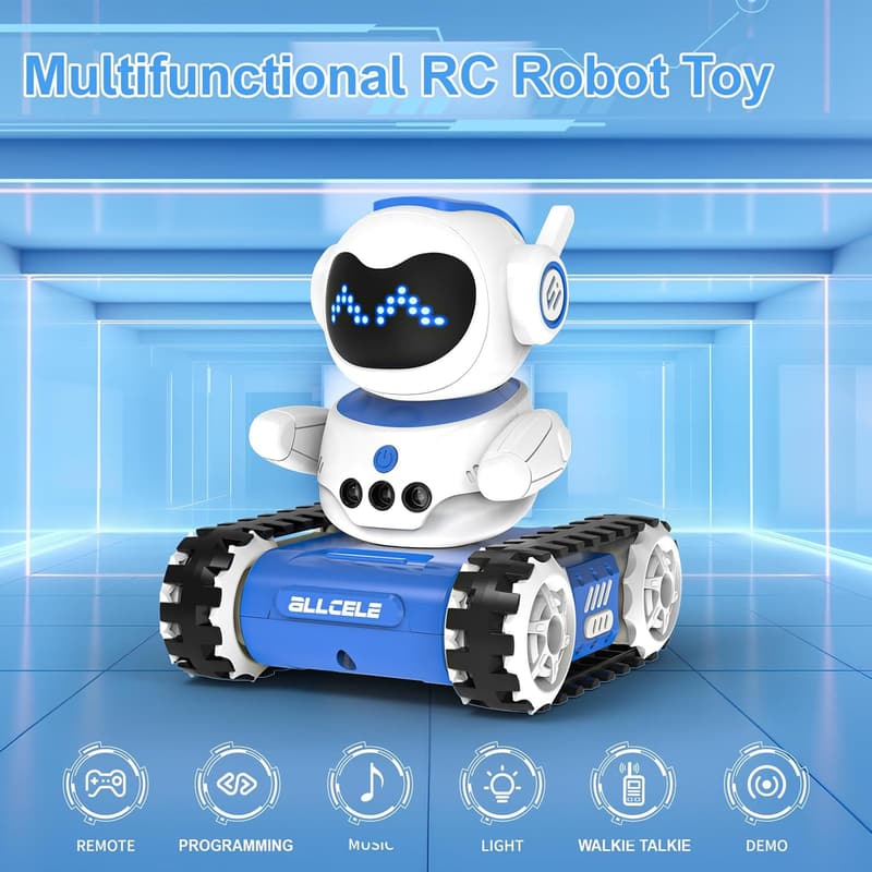 Remote Control LED Robot Toy with Walkie Talkie - Gift for Kids 3-8
