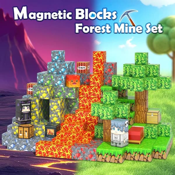 Magnetic Forest Mine Building Blocks Set for Kids 3+