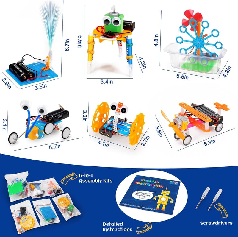 STEM Robotics Kit - 6 Science Projects for Kids 6-12 Years