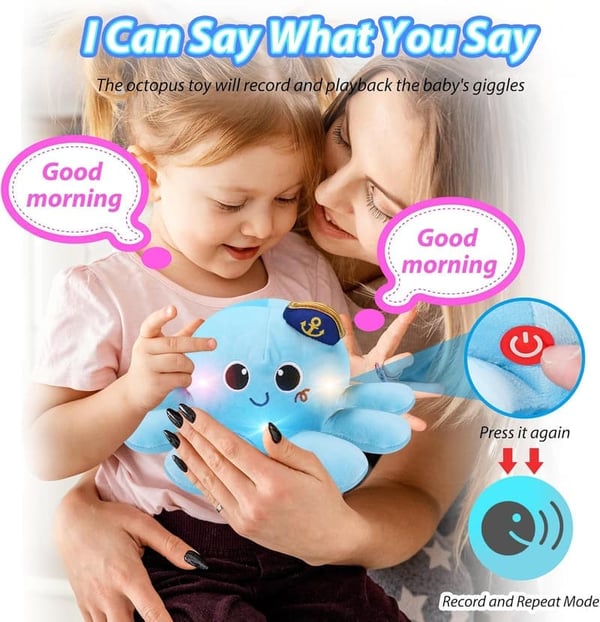 Crawling Musical Octopus Toy for Babies with Voice Control