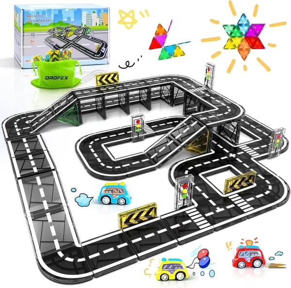 Magnetic Building Blocks Set for STEM Learning - 82 Pieces