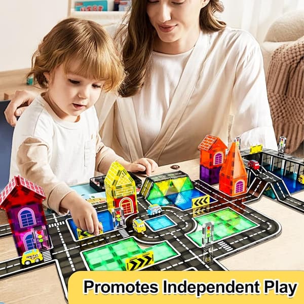 Magnetic Building Blocks Set for STEM Learning - 82 Pieces