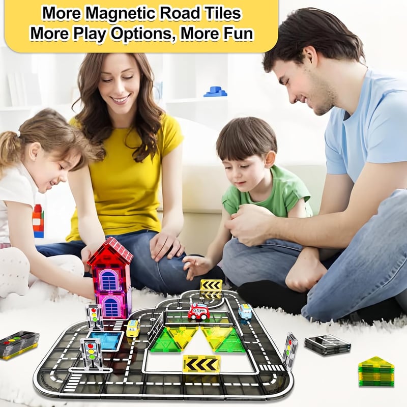 Magnetic Building Blocks Set for STEM Learning - 82 Pieces