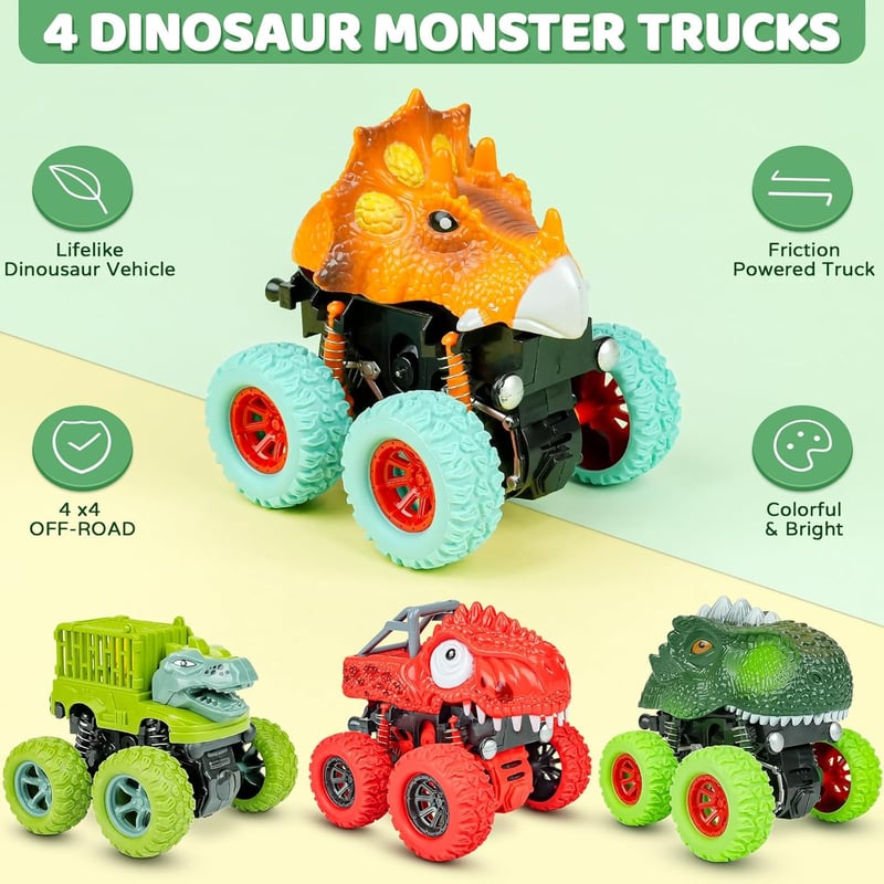 Dinosaur Monster Truck Toys for Toddlers - Birthday Gift