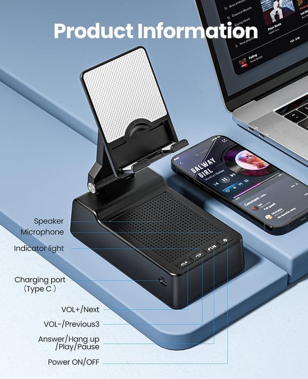 Bluetooth Speaker Phone Stand - HD Surround Sound for All Devices