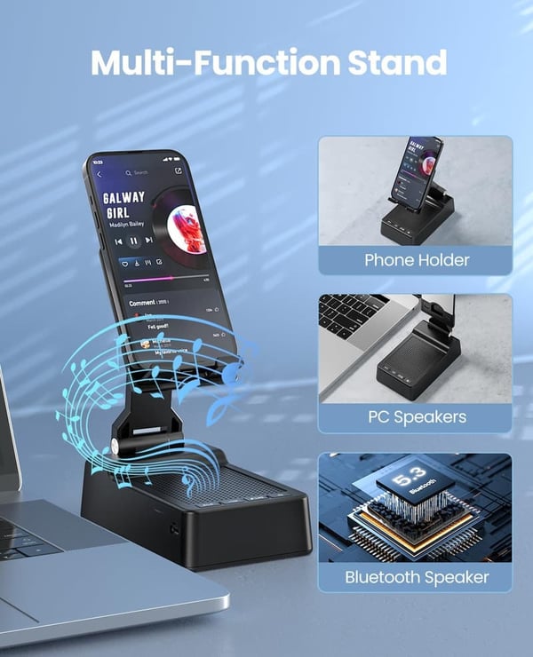 Bluetooth Speaker Phone Stand - HD Surround Sound for All Devices