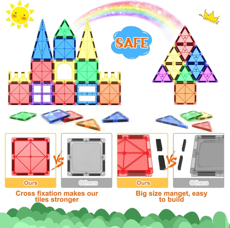 Magnetic Building Tiles Starter Set for Kids 3+