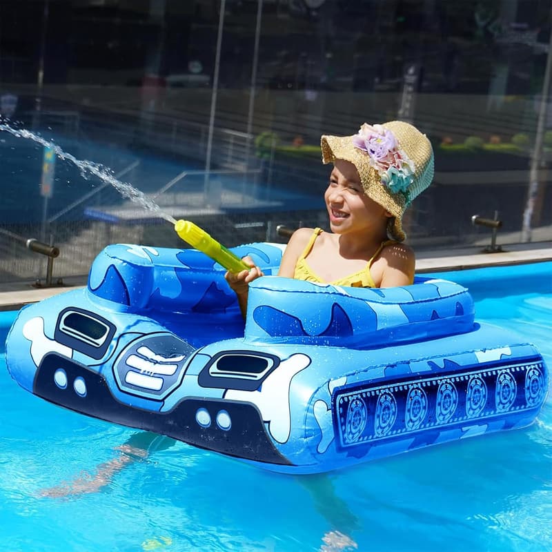 Inflatable Tank Pool Float with Water Cannon for Kids